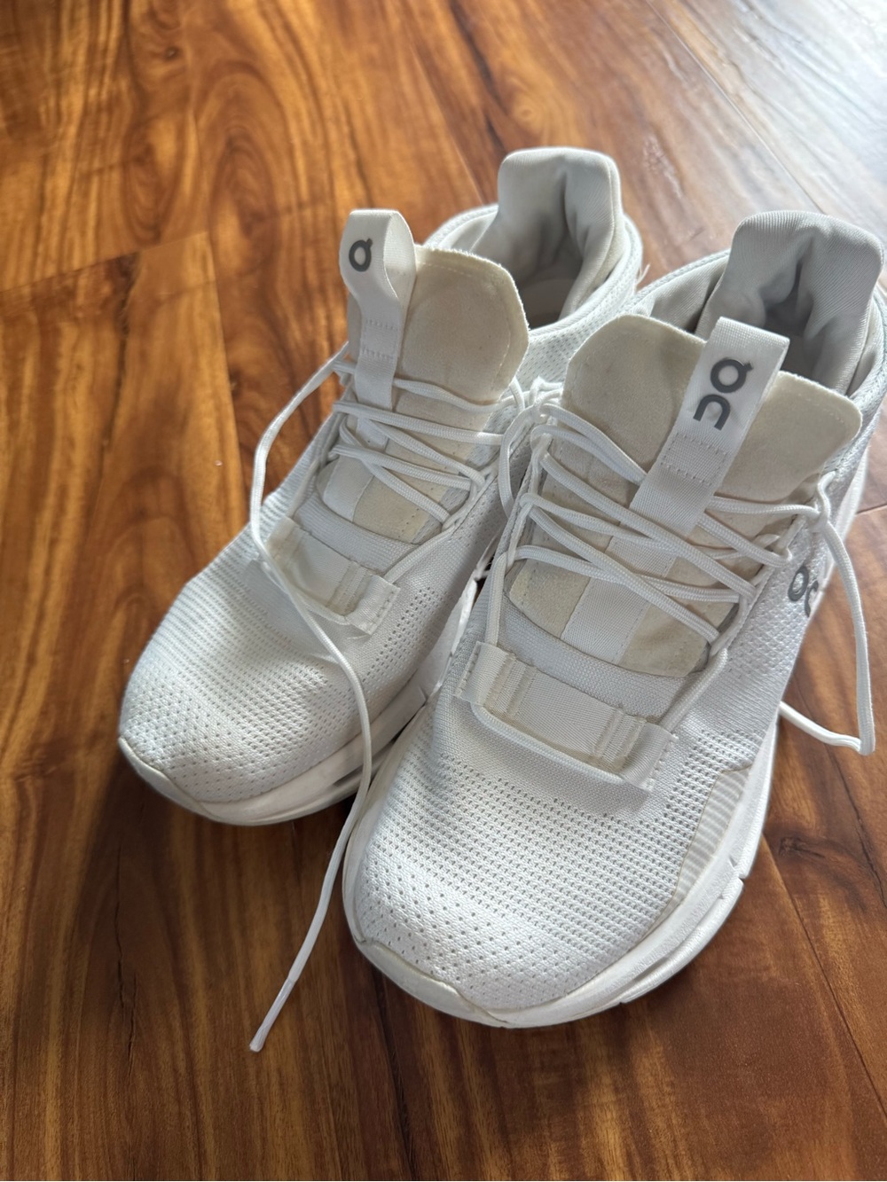 On Cloud Running White Knit Athletic Sneakers